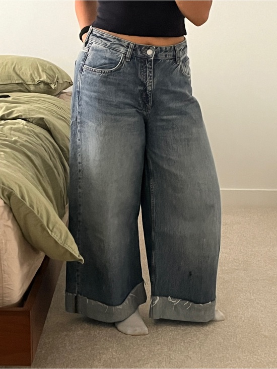 Zara Denim - Zara Washed Blue Wide-Leg Mid-Rise Jeans